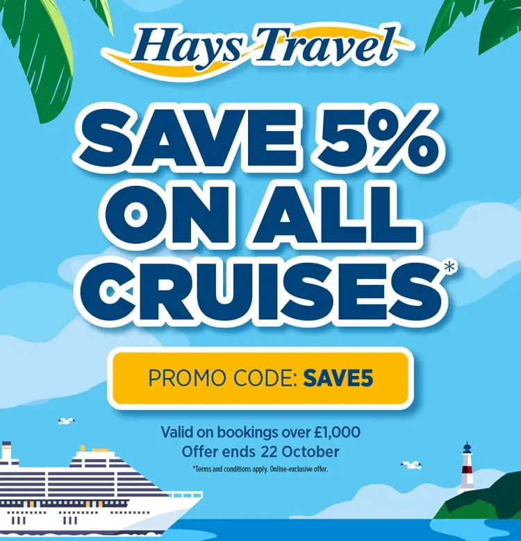Save 5% on all online Cruises